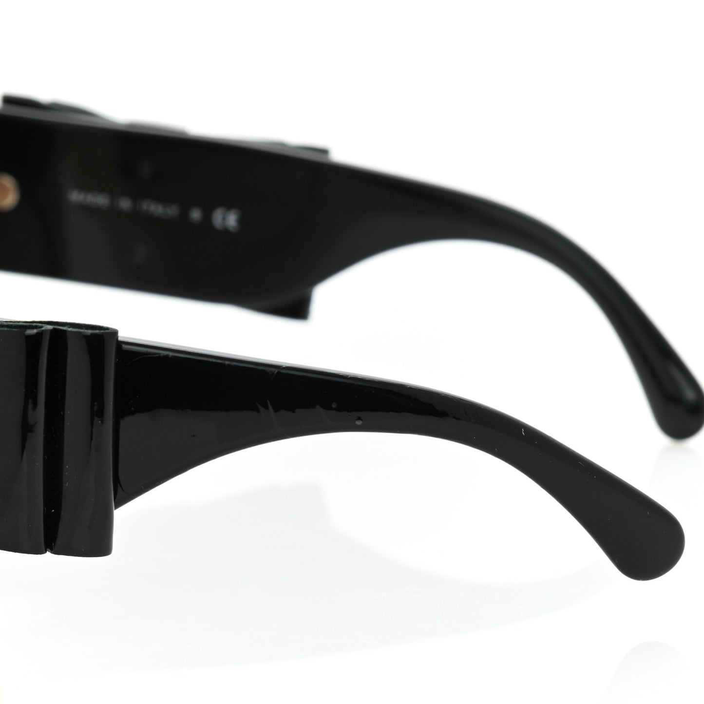 Acetate Patent CC Bow Sunglasses 5282-Q Beige Black