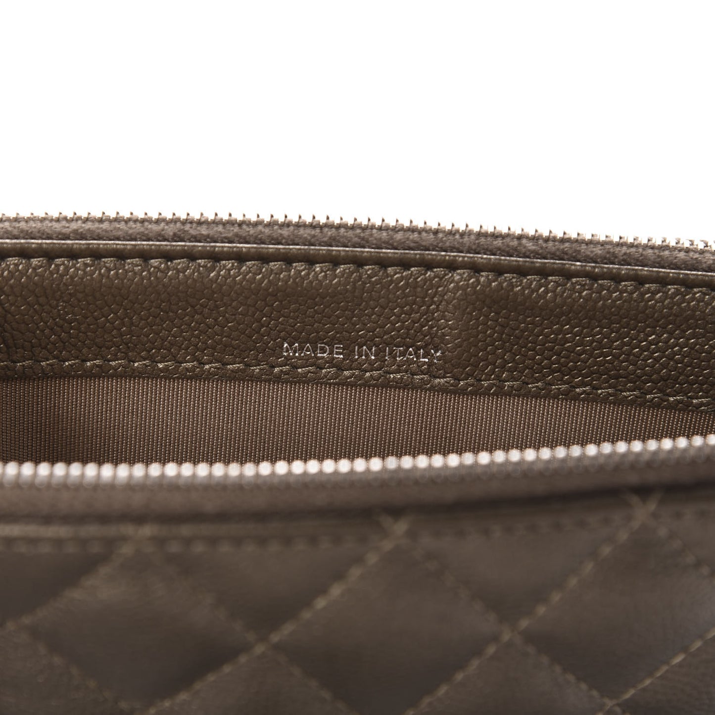 Metallic Caviar Quilted Small Clutch With Chain Gold