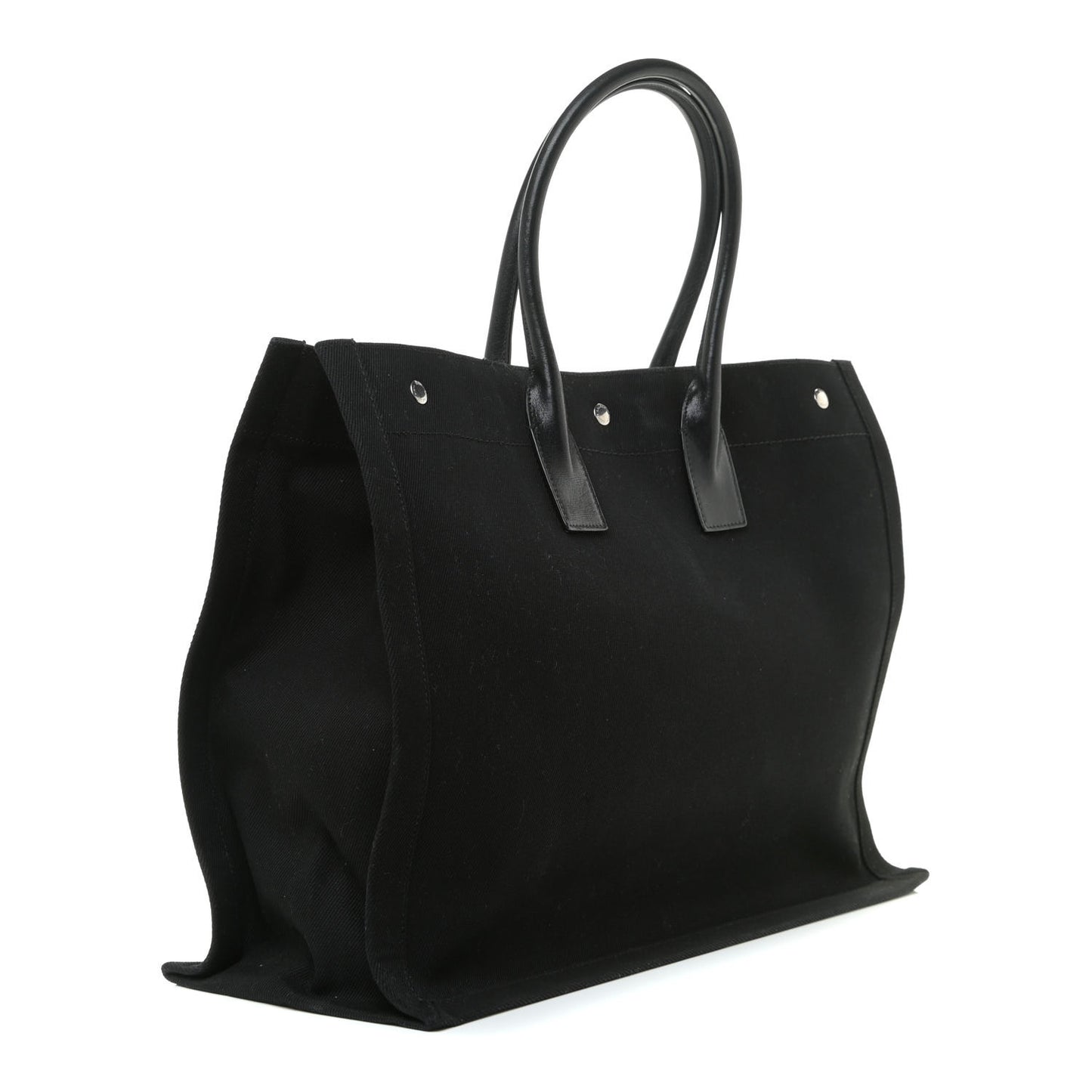 Linen Calfskin Rive Gauche Tote Black
