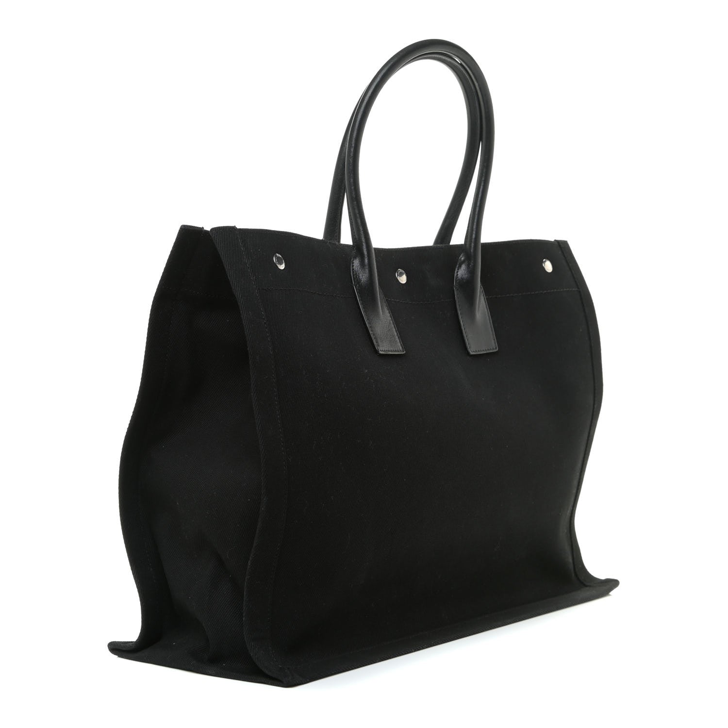 Saint Laurent Linen Calfskin Rive Gauche Tote Black 3 of 17