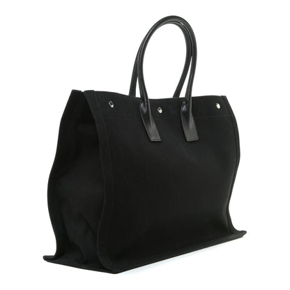 Saint Laurent Linen Calfskin Rive Gauche Tote Black 3 of 17