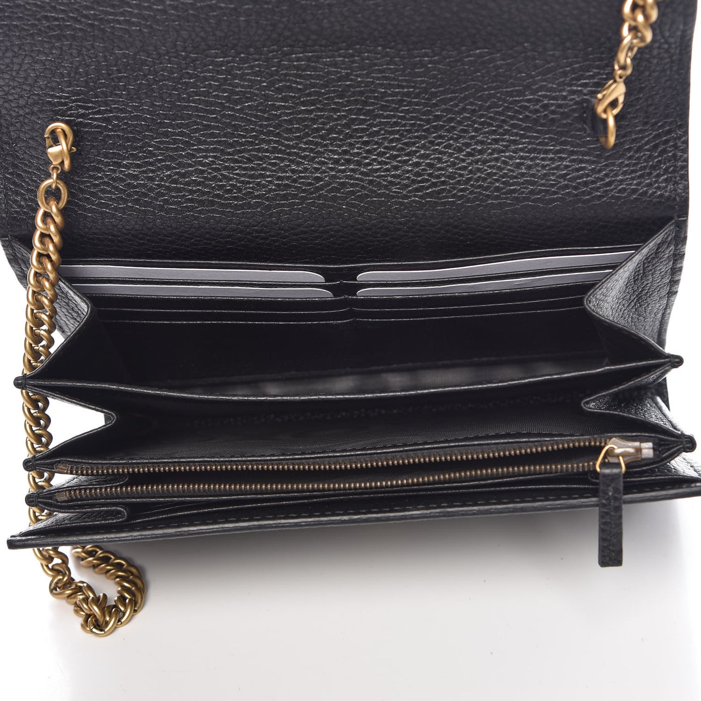 Calfskin GG Marmont Chain Wallet Black