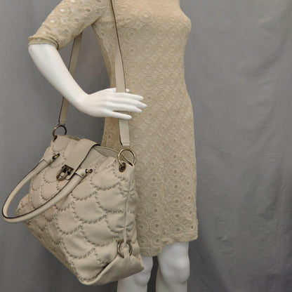 FASHIONPHILE SALVATOREFERRAGAMOLeatherStitchedSatchelIvory 2 of 9