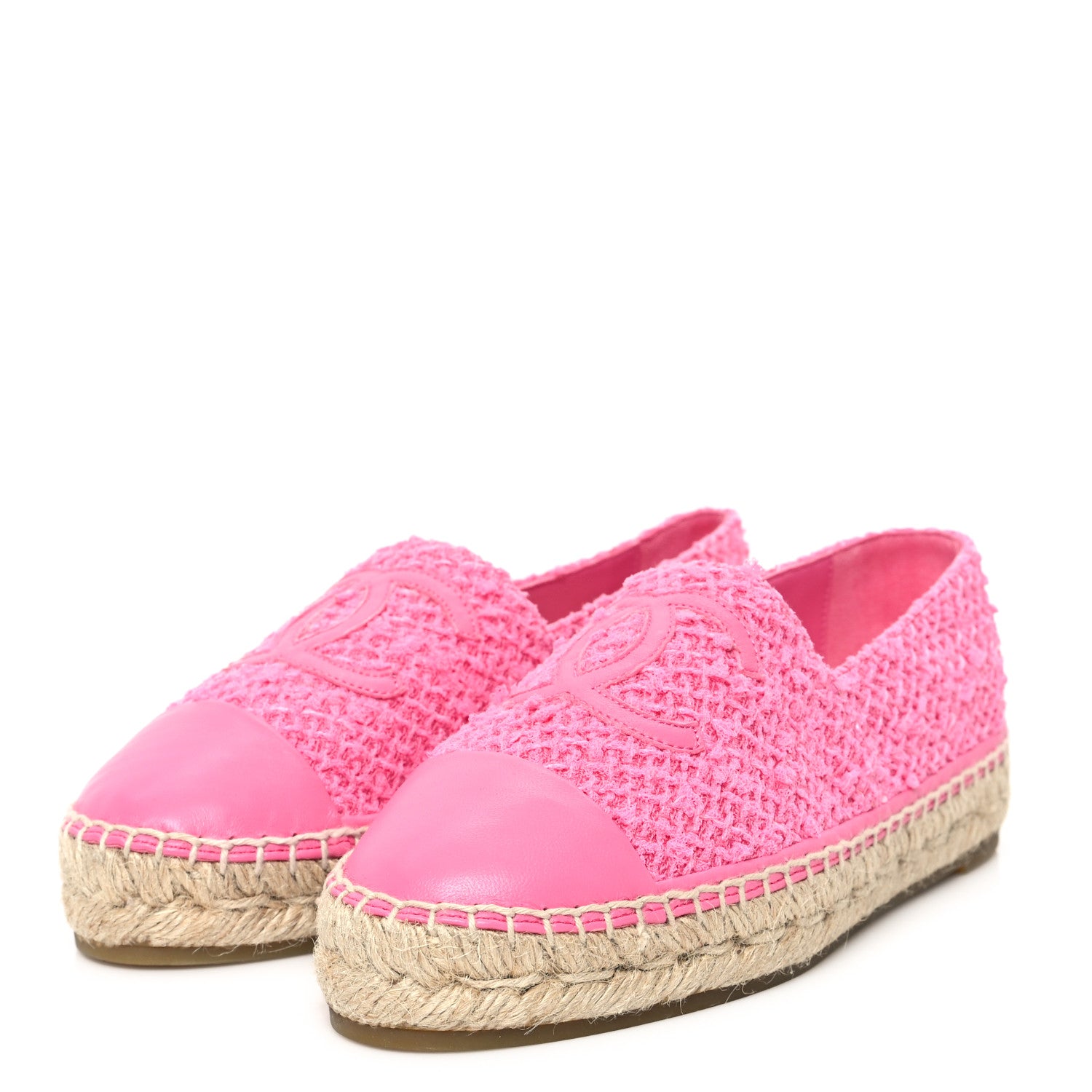Chanel Tweed Lambskin CC Espadrilles 36 Pink 4 of 10