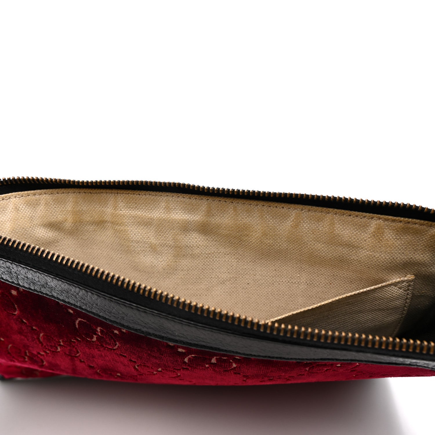 Gucci Velvet GG Monogram Textured Calfskin Web Ophidia Wristlet Red Cipria Black 13 of 15