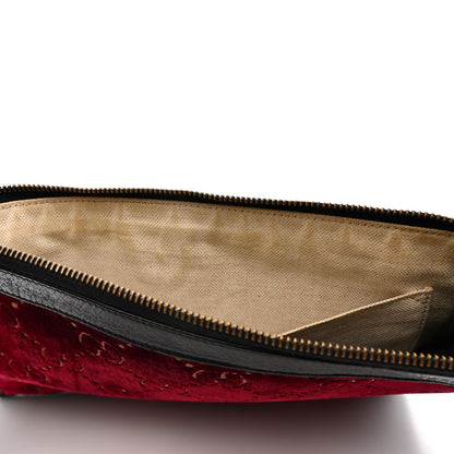 Gucci Velvet GG Monogram Textured Calfskin Web Ophidia Wristlet Red Cipria Black 13 of 15