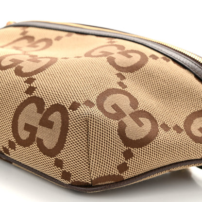 Gucci Monogram Jumbo GG Textured Dollar Calfskin Web Belt Bag Camel Ebony New Acero 9 of 9