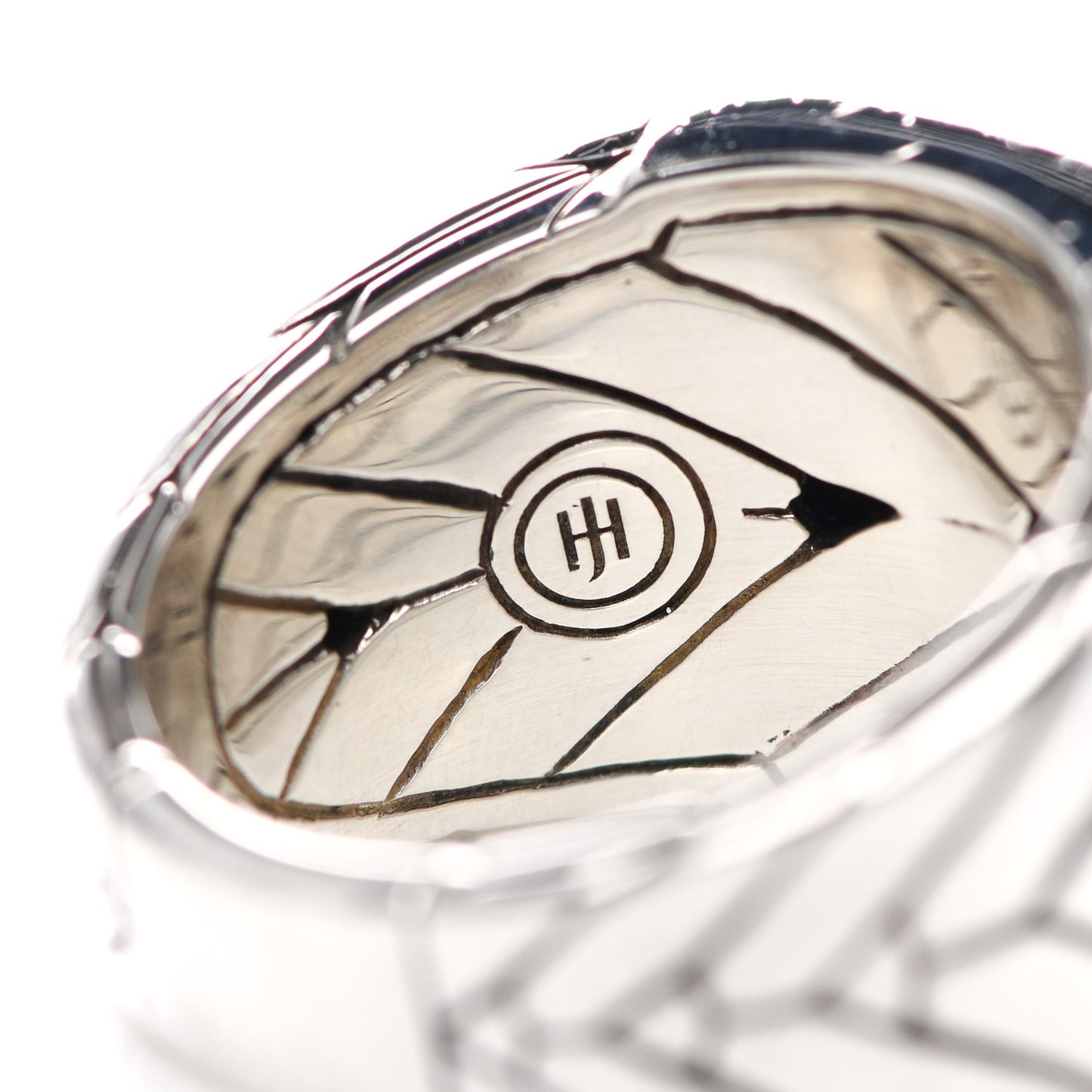 Sterling Silver Black Sapphire Modern Chain Signet Ring 62 10