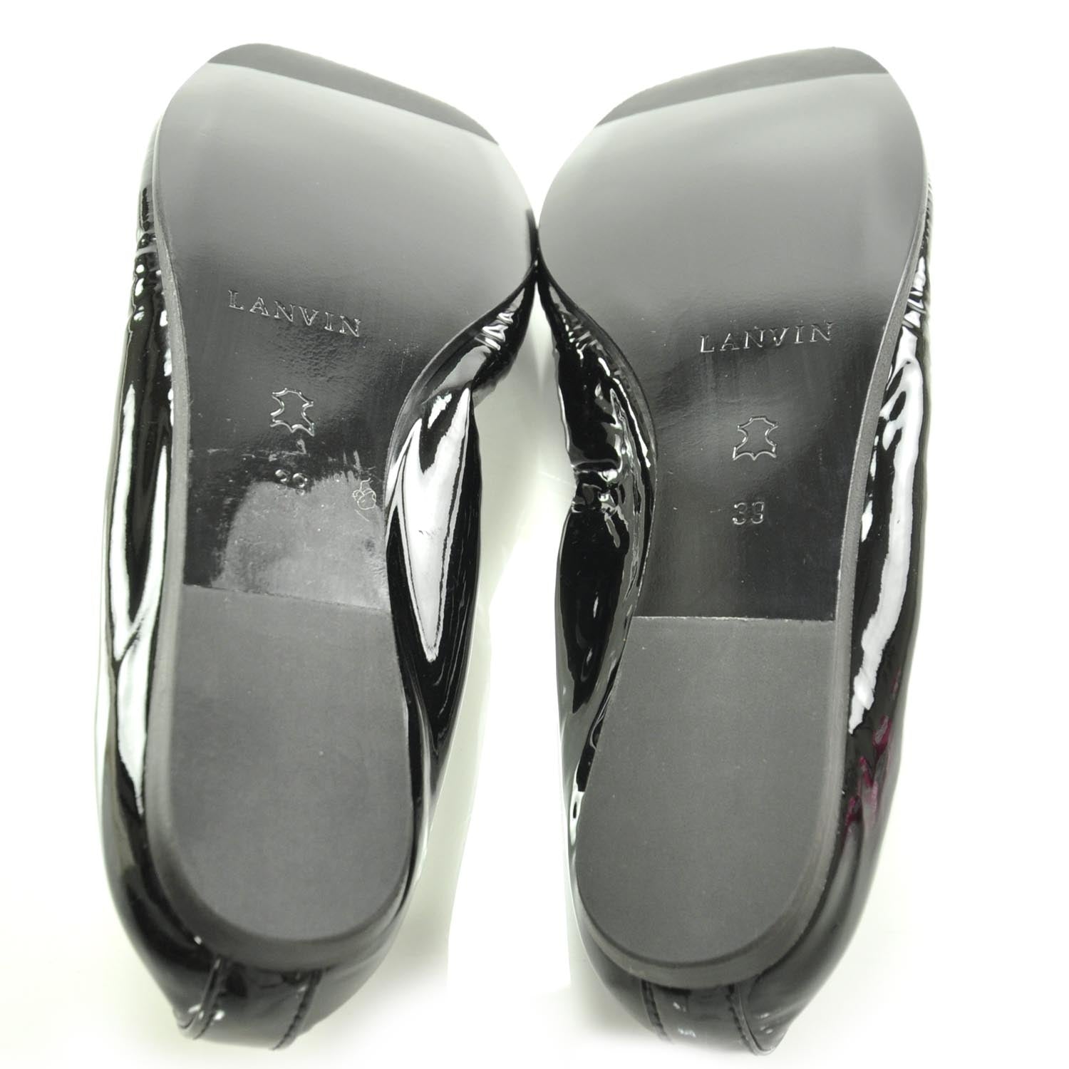 Lanvin Patent Leather Elastic Ballet Flats 39 Black 4 of 6