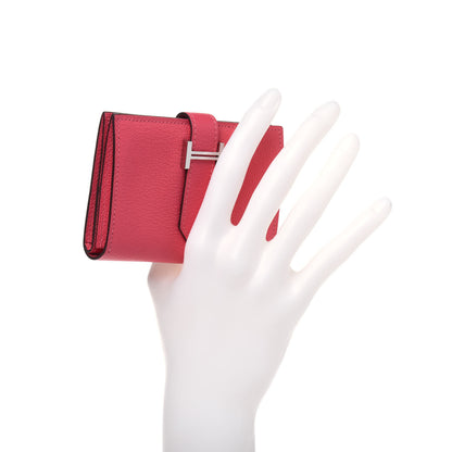 Hermes Chevre Mysore Mini Bearn Wallet Rose Lipstick 2 of 15