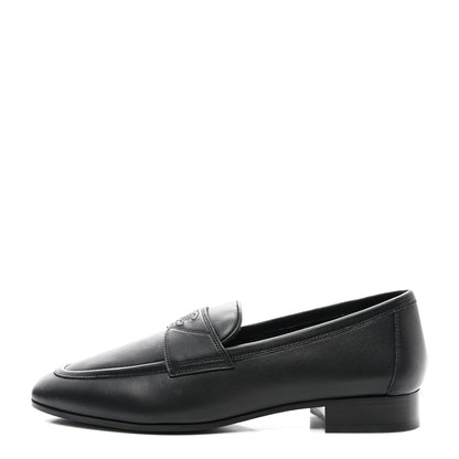 Chanel Calfskin Lambskin CC Loafers 38.5 Black 1 of 8