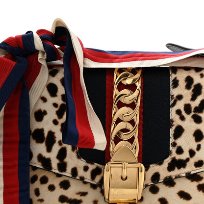 Gucci Calf Hair Leopard Print Small Sylvie Shoulder Bag Naturale Black 8 of 14