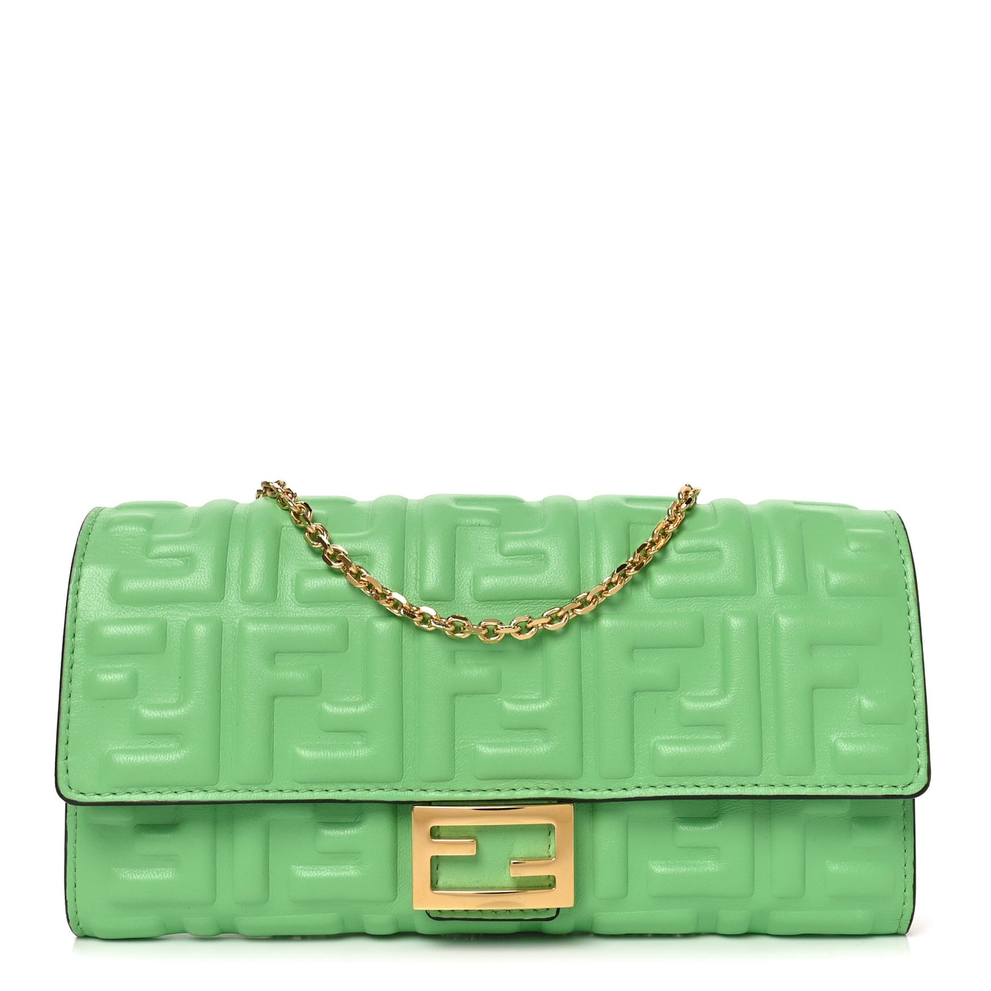 Nappa Matisse FF Embossed Continental Wallet On Chain Edamame