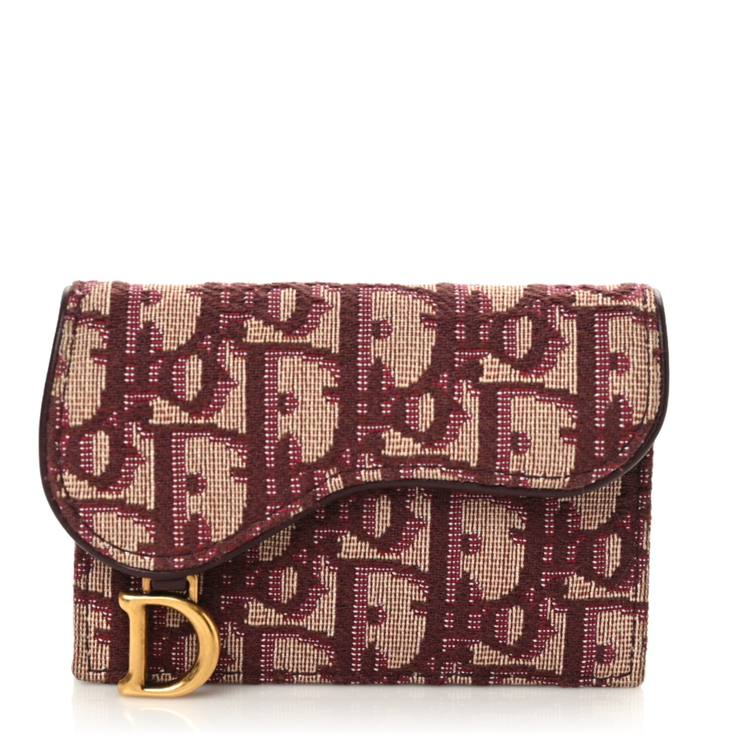 Christian Dior Oblique Saddle Card Holder Bordeaux 1 of 6
