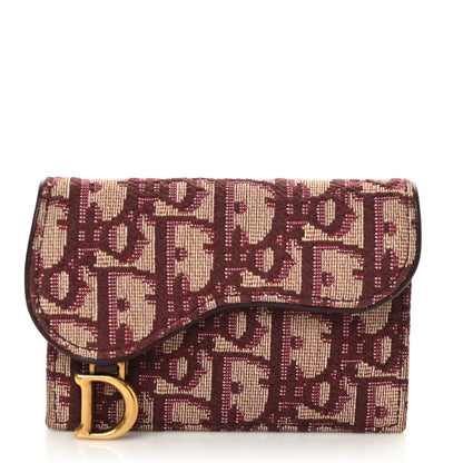 Christian Dior Oblique Saddle Card Holder Bordeaux 1 of 6