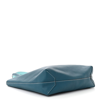 Hermes Veau Sikkim Taurillon Clemence Double Sens 36 Reversible Tote Colvert Bleu Atoll 6 of 17
