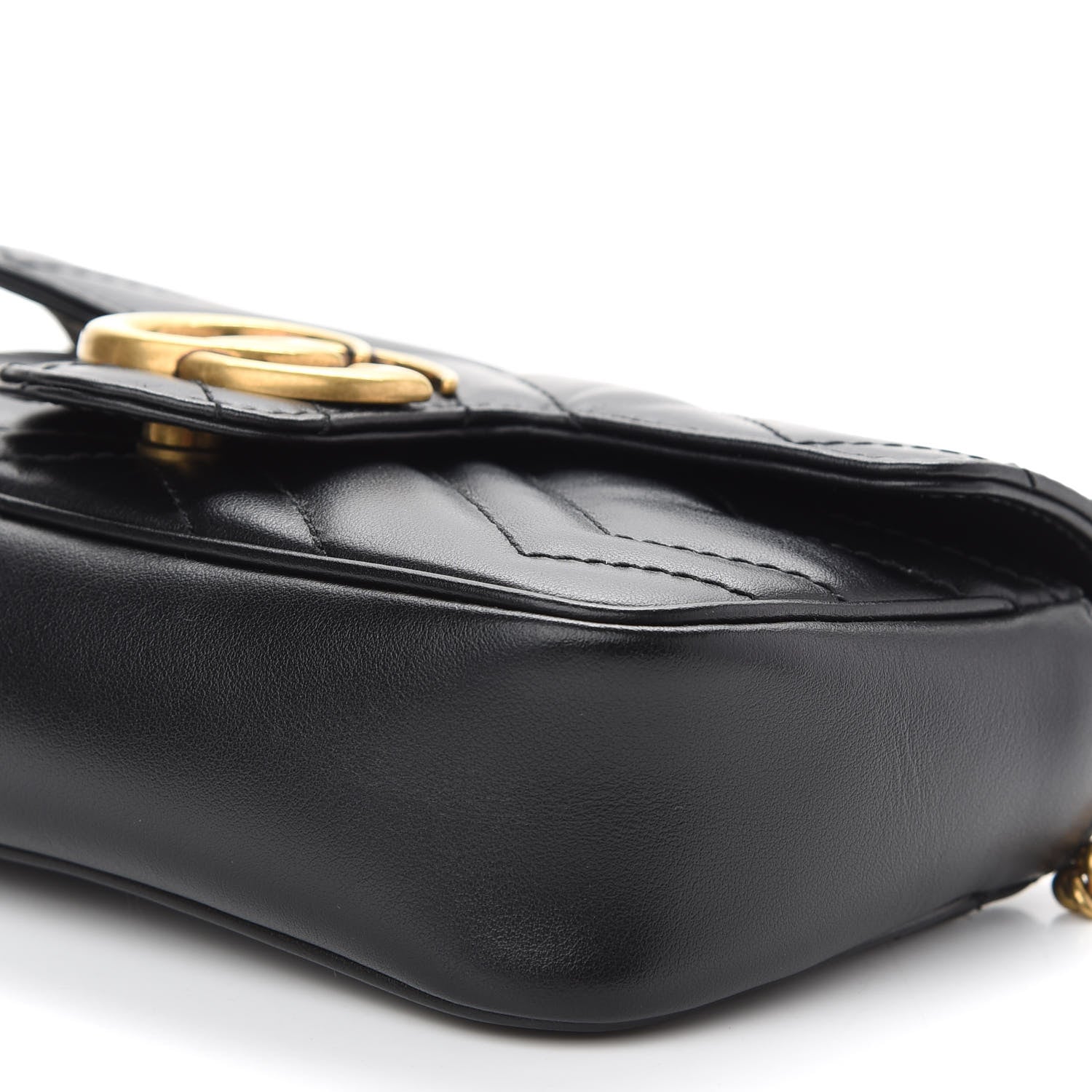 Gucci Calfskin Matelasse Super Mini GG Marmont Shoulder Bag Black 9 of 9