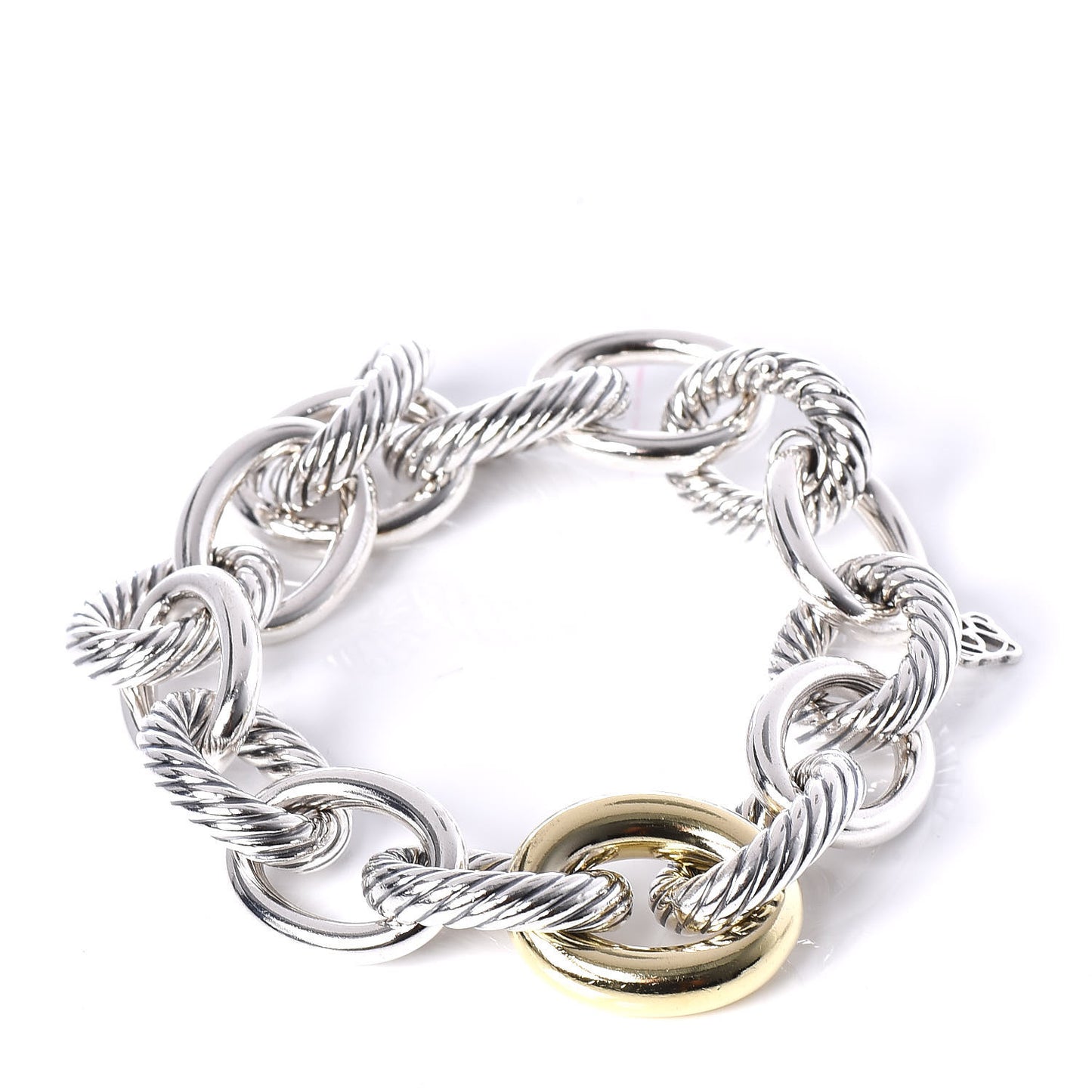 Sterling Silver 18K Yellow Gold 19mm Extra Large Oval Link Bracelet