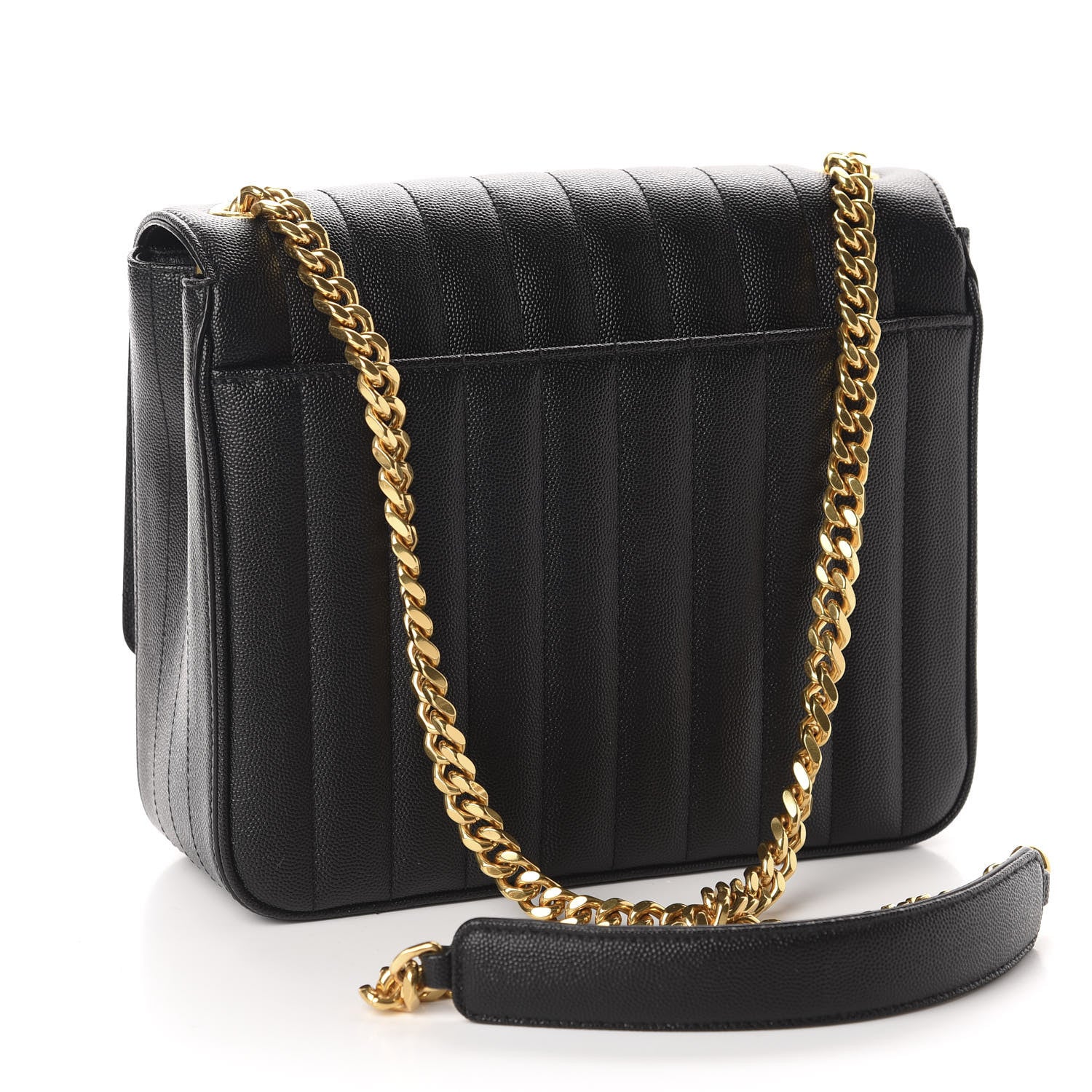 Saint Laurent Grain De Poudre Matelasse Monogram Large Vicky Chain Bag Black 3 of 11