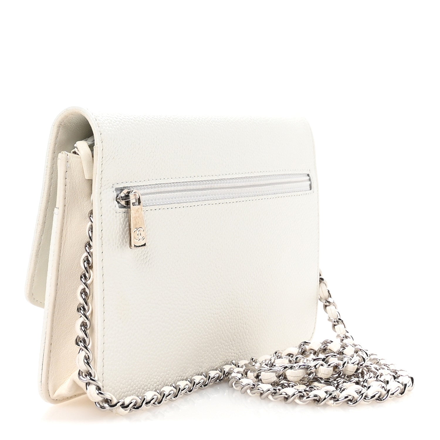 Chanel Caviar Timeless CC Wallet on Chain WOC White 3 of 11