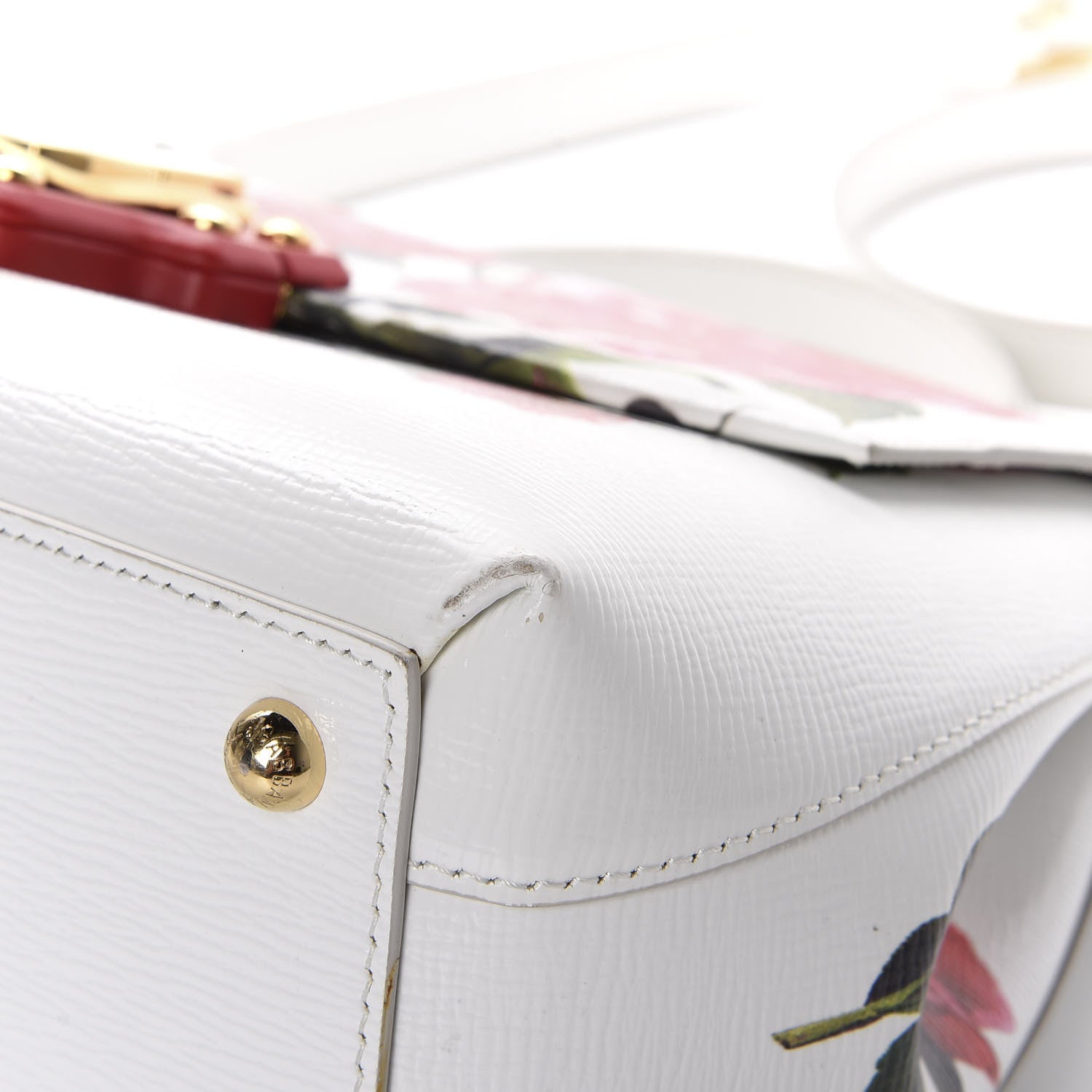 Dolce & Gabbana Grained Calfskin Floral Printed Small Lucia Satchel White 9 of 13