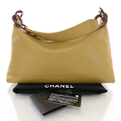 Chanel Caviar CC Wood Chain Hobo Maize 3 of 9