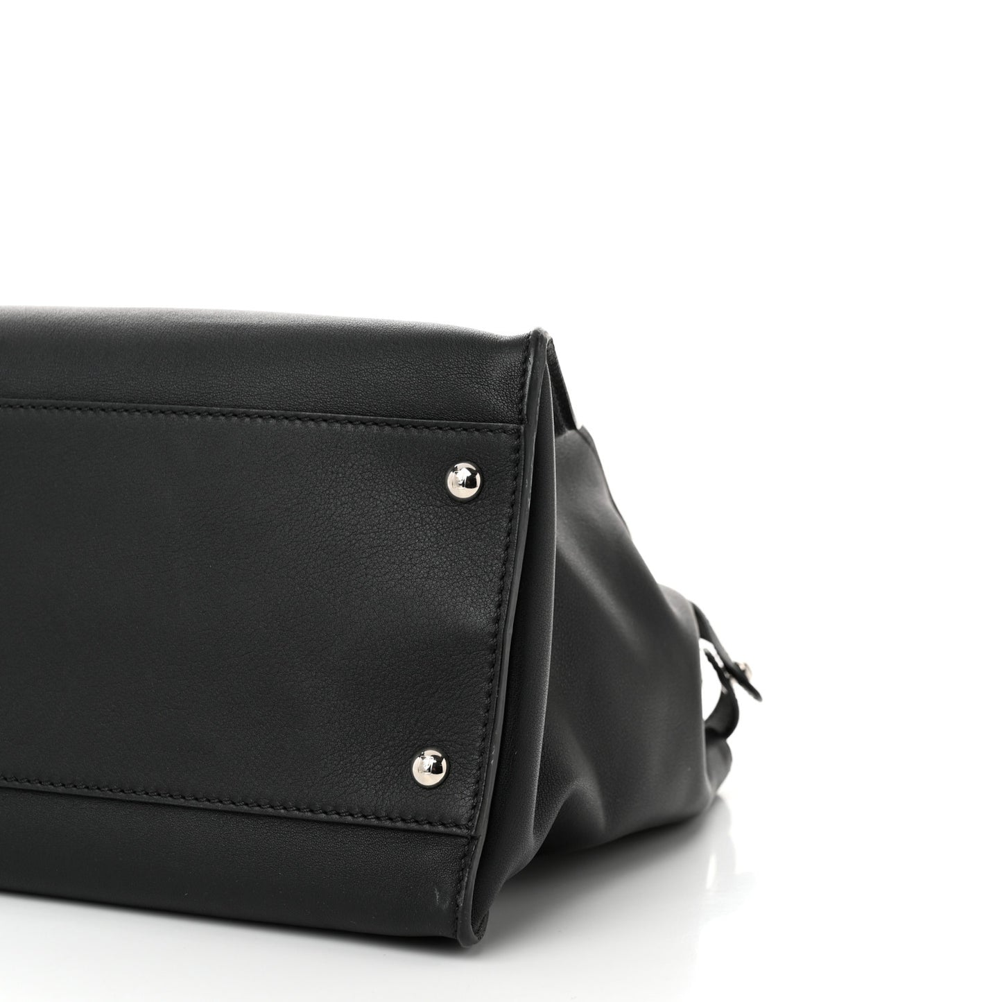 Vitello Dolce Shiny Nappa Large Peekaboo Iconic Satchel Black Camelia