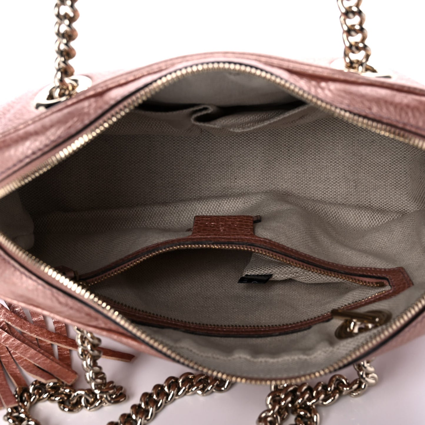 Metallic Pebbled Calfskin Small Soho Bowler Pink