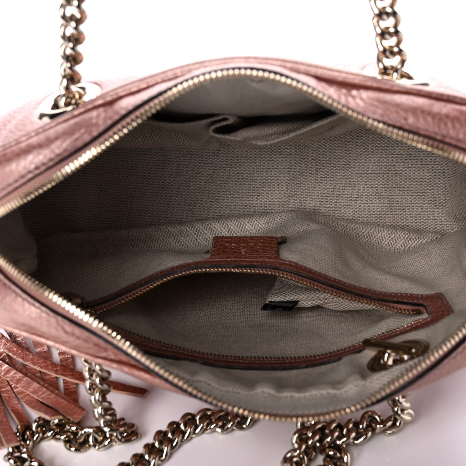 Gucci Metallic Pebbled Calfskin Small Soho Bowler Pink 5 of 11