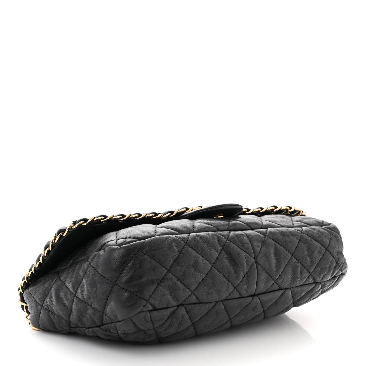 Calfskin Quilted Medium Chain Me Flap Black