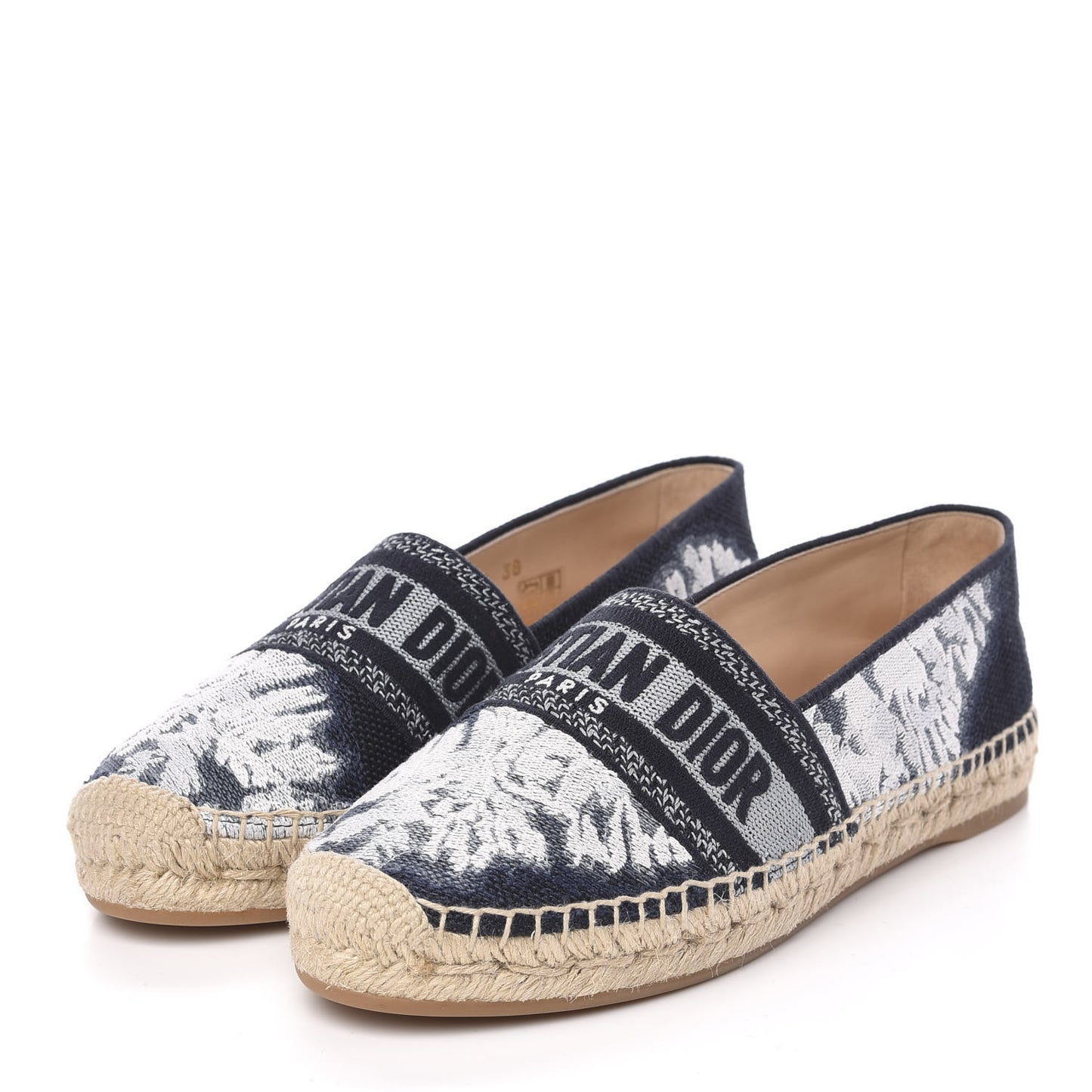 Canvas Tie and Dior Embroidered Granville 15mm Espadrilles 38 Denim