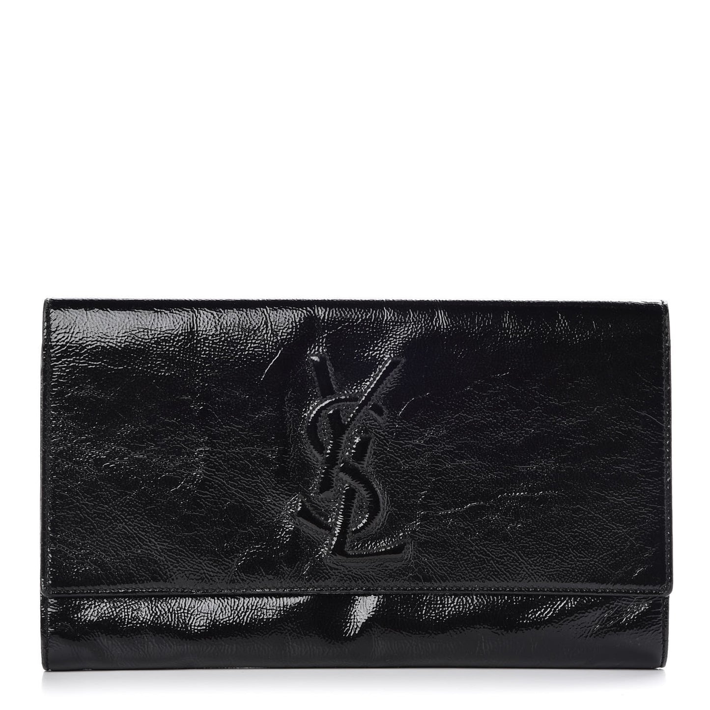 Textured Patent Monogram Large Belle De Jour Clutch Black
