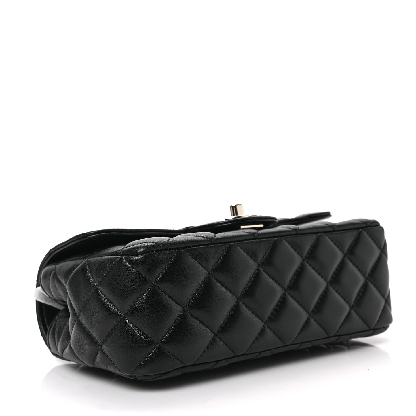Lambskin Quilted Mini Crystal Top Handle Rectangular Flap Black