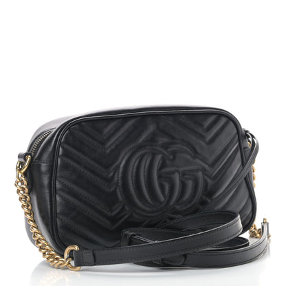 Gucci Calfskin Matelasse Small GG Marmont Chain Shoulder Bag Black 3 of 10