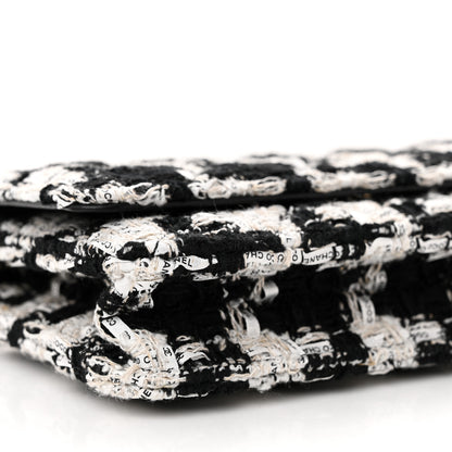 Chanel Tweed Quilted Wallet On Chain WOC Black Ecru White 10 of 12