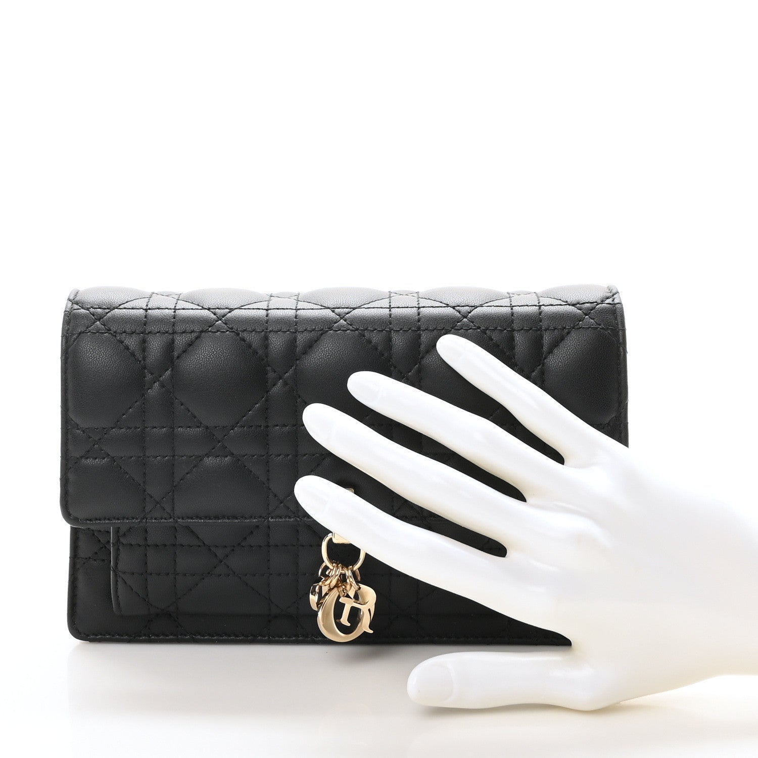 Christian Dior Lambskin Cannage Lady Dior Chain Pouch Black 2 of 10