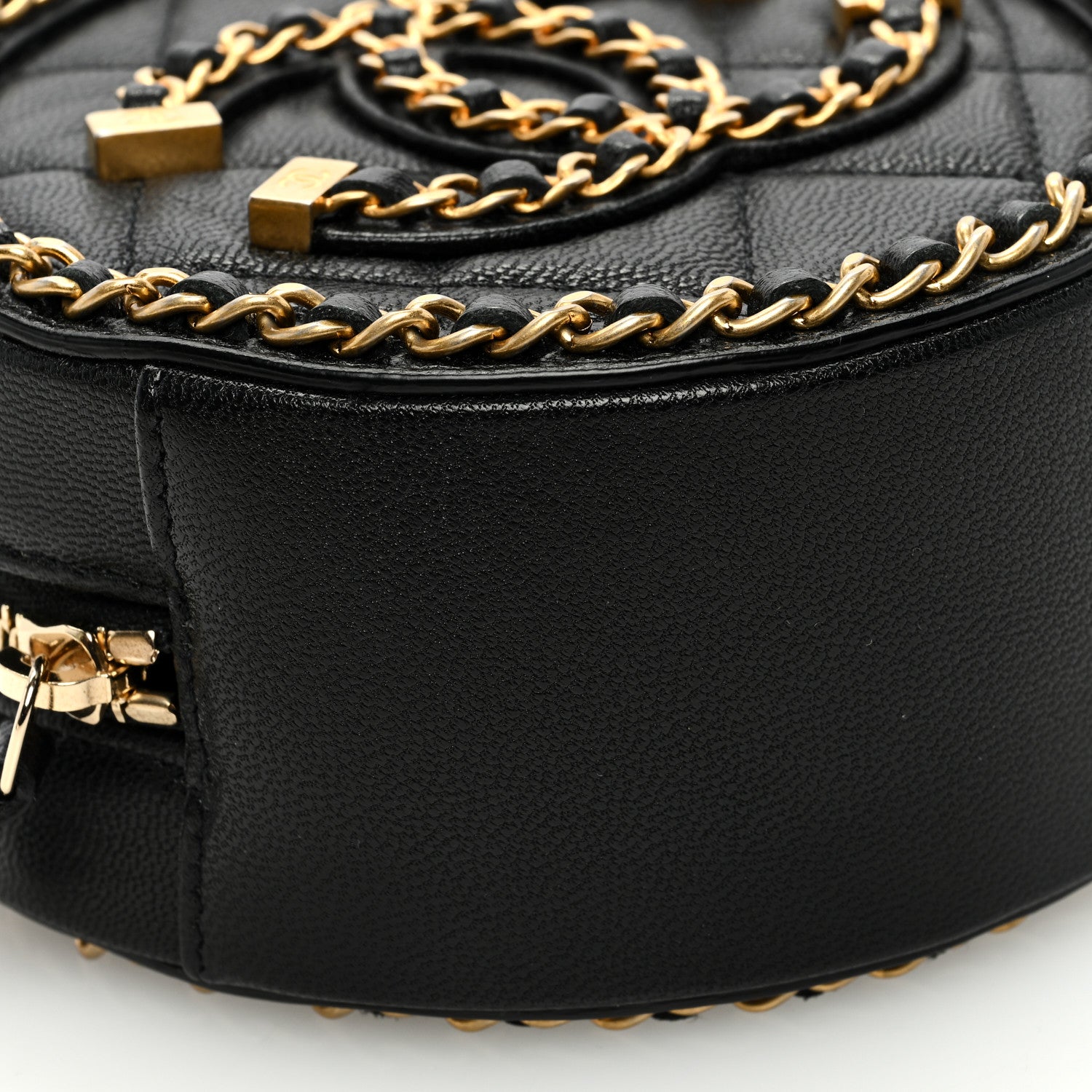 Chanel Lambskin Quilted Round Filigree Chain Around Crossbody Black 9 of 10