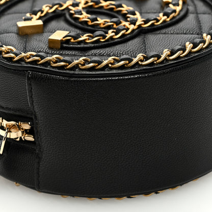 Chanel Lambskin Quilted Round Filigree Chain Around Crossbody Black 9 of 10