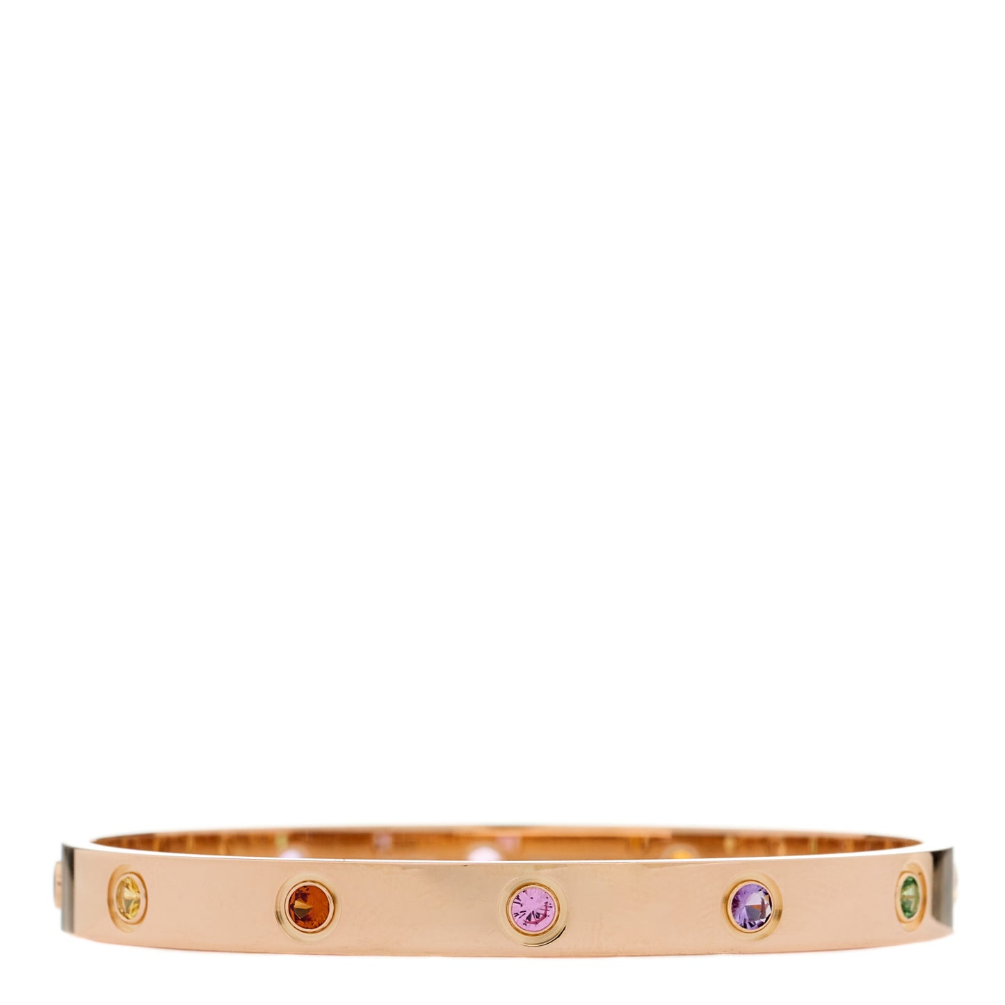 18K Pink Gold Sapphire Garnet Amethyst LOVE Bracelet 17