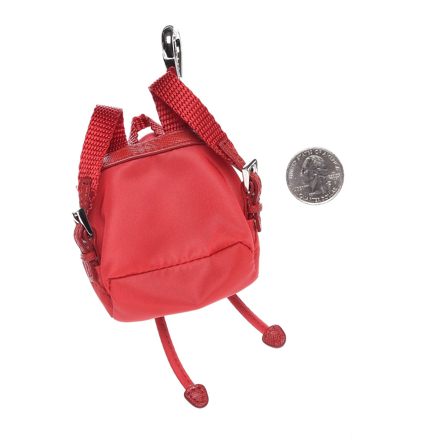 Prada Nylon Vela Backpack Keychain Charm Rosso 2 of 7