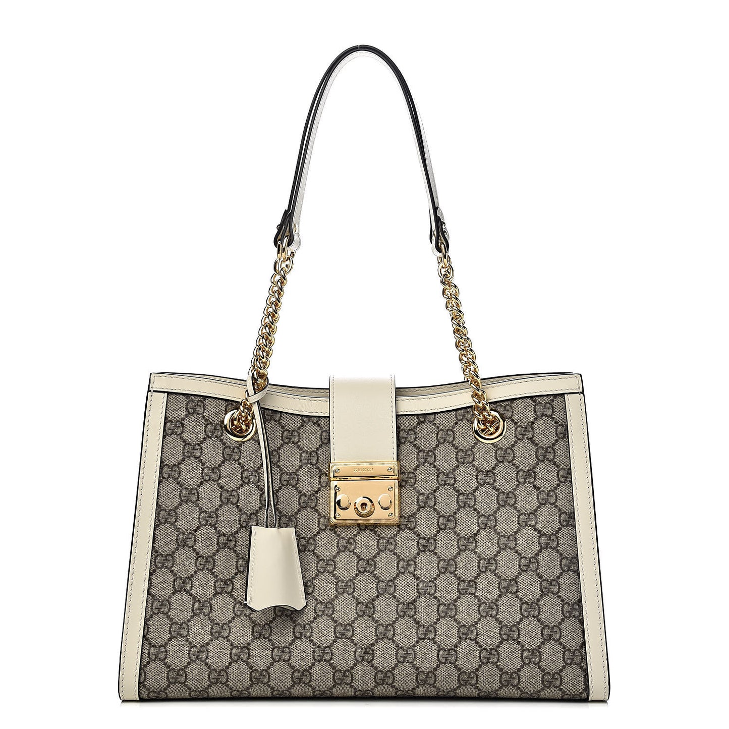 GG Supreme Monogram Medium Padlock Tote White