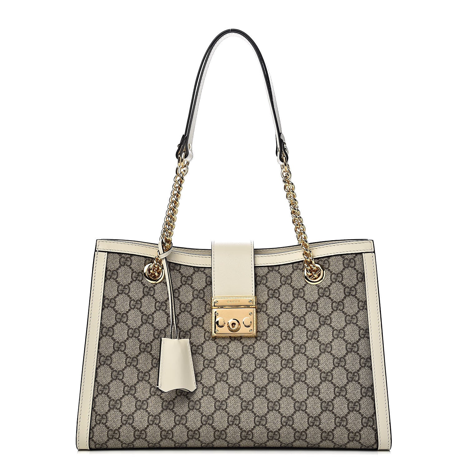 Gucci GG Supreme Monogram Medium Padlock Tote White 1 of 10