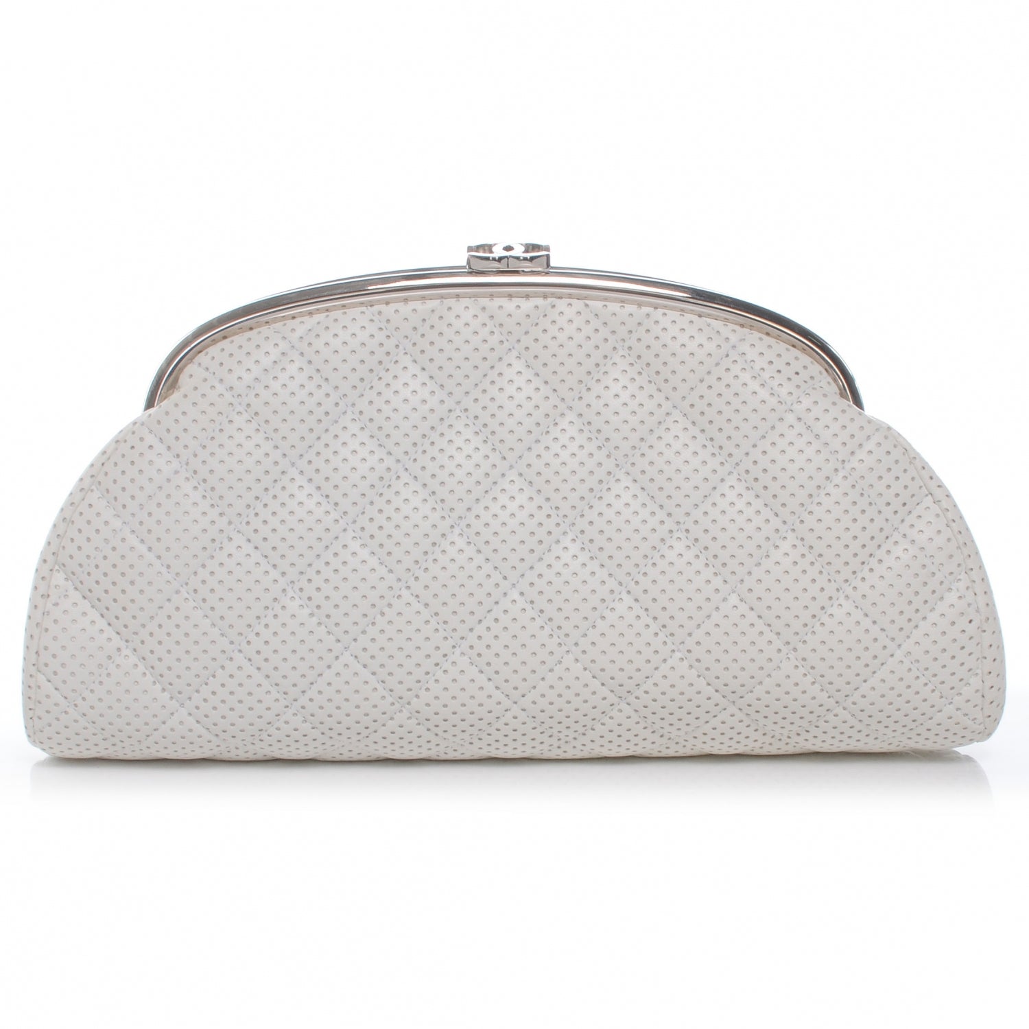 Chanel Lambskin Perforated Timeless Clutch White 1 of 7