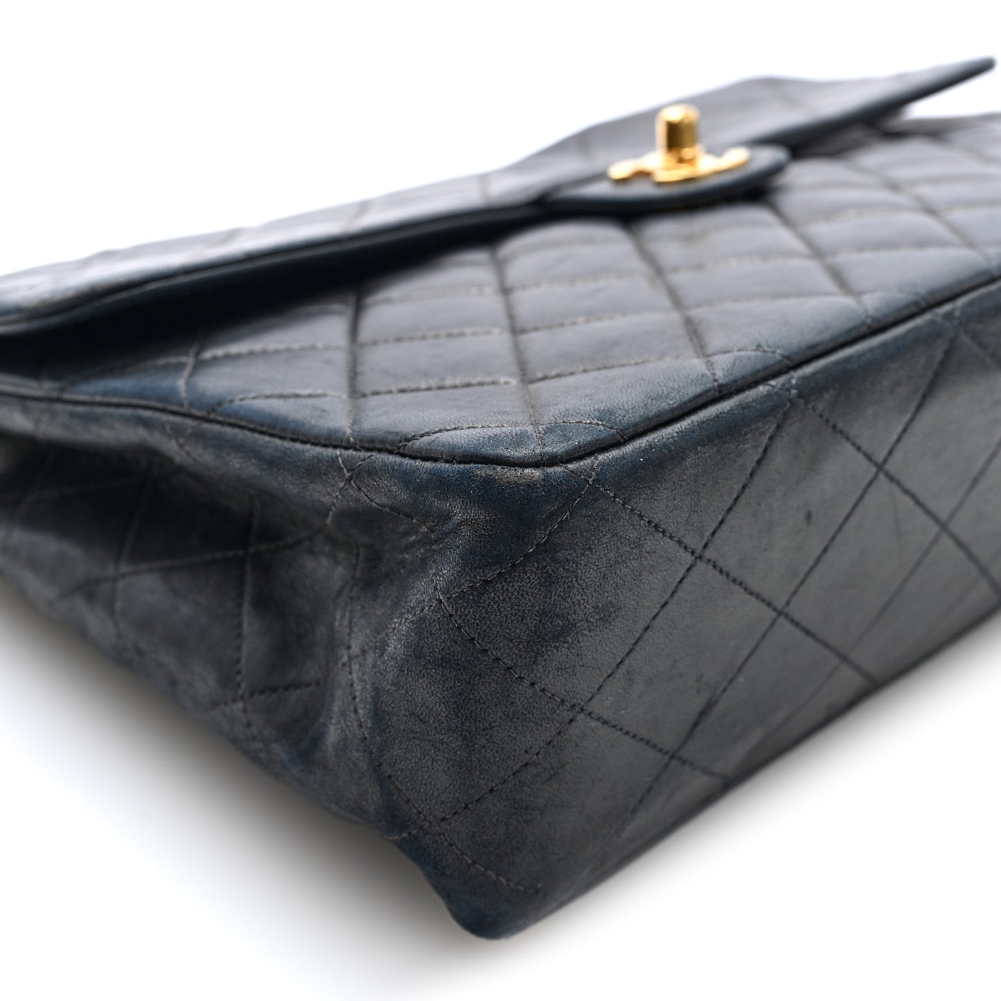 Lambskin Quilted Jumbo Single Flap Black