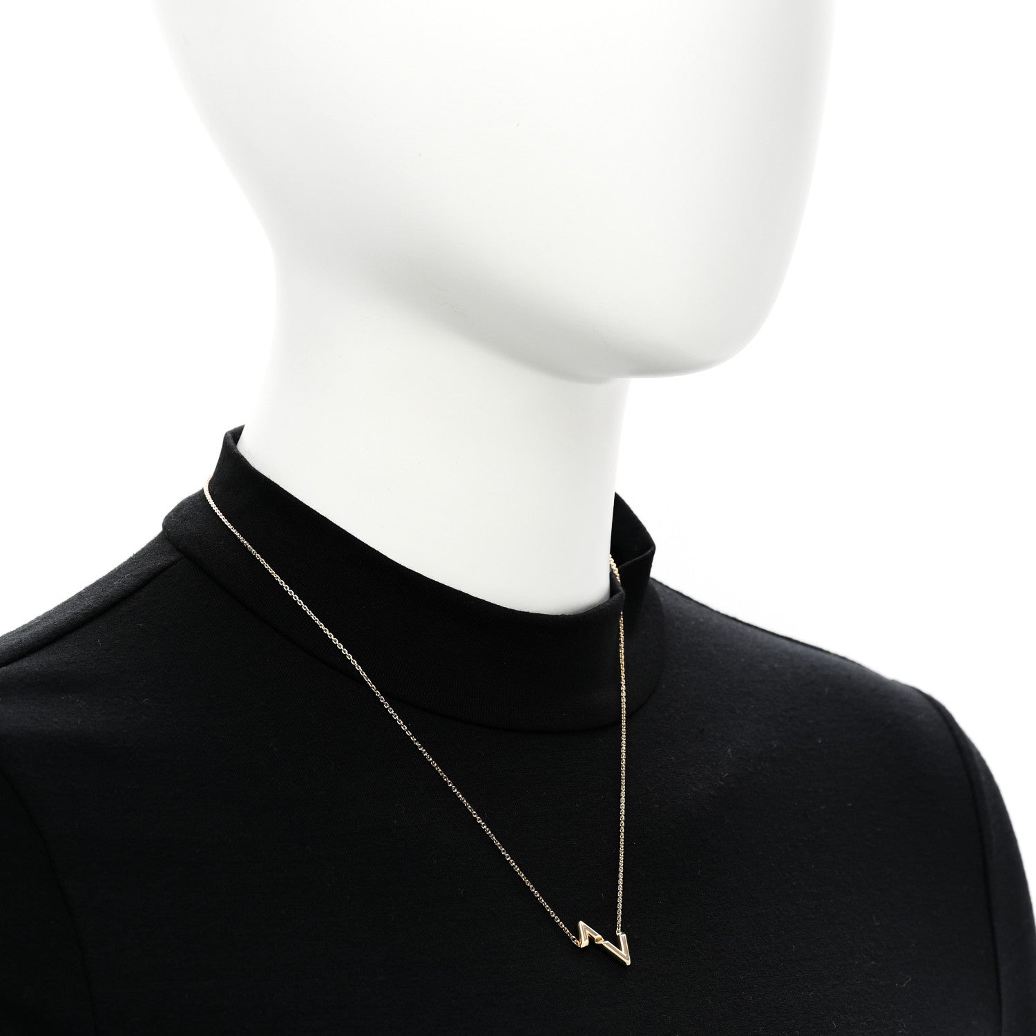 Louis Vuitton 18K Yellow Gold LV Volt Upside Down Pendant Necklace