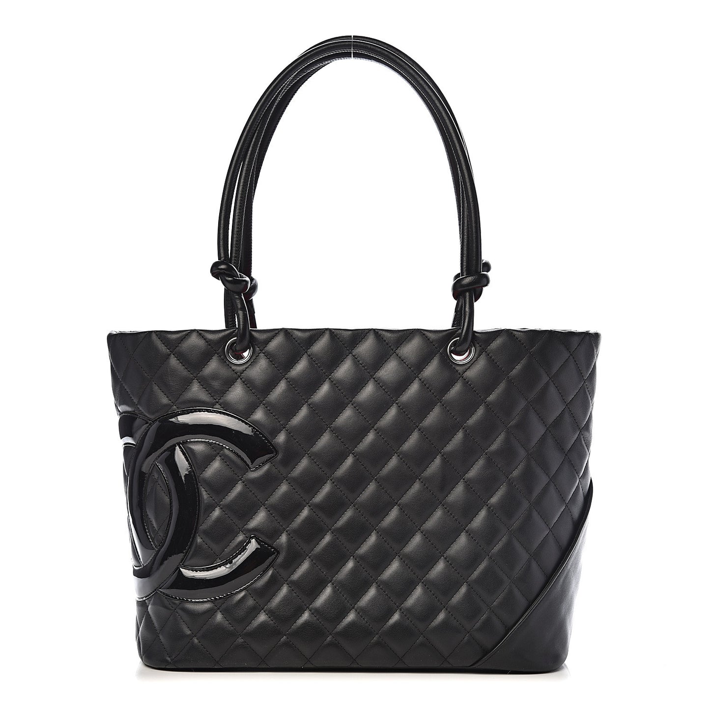 Calfskin Quilted Large Cambon Tote Black