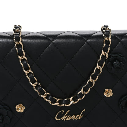Chanel Lambskin Camellia Wallet on Chain WOC Black 9 of 11