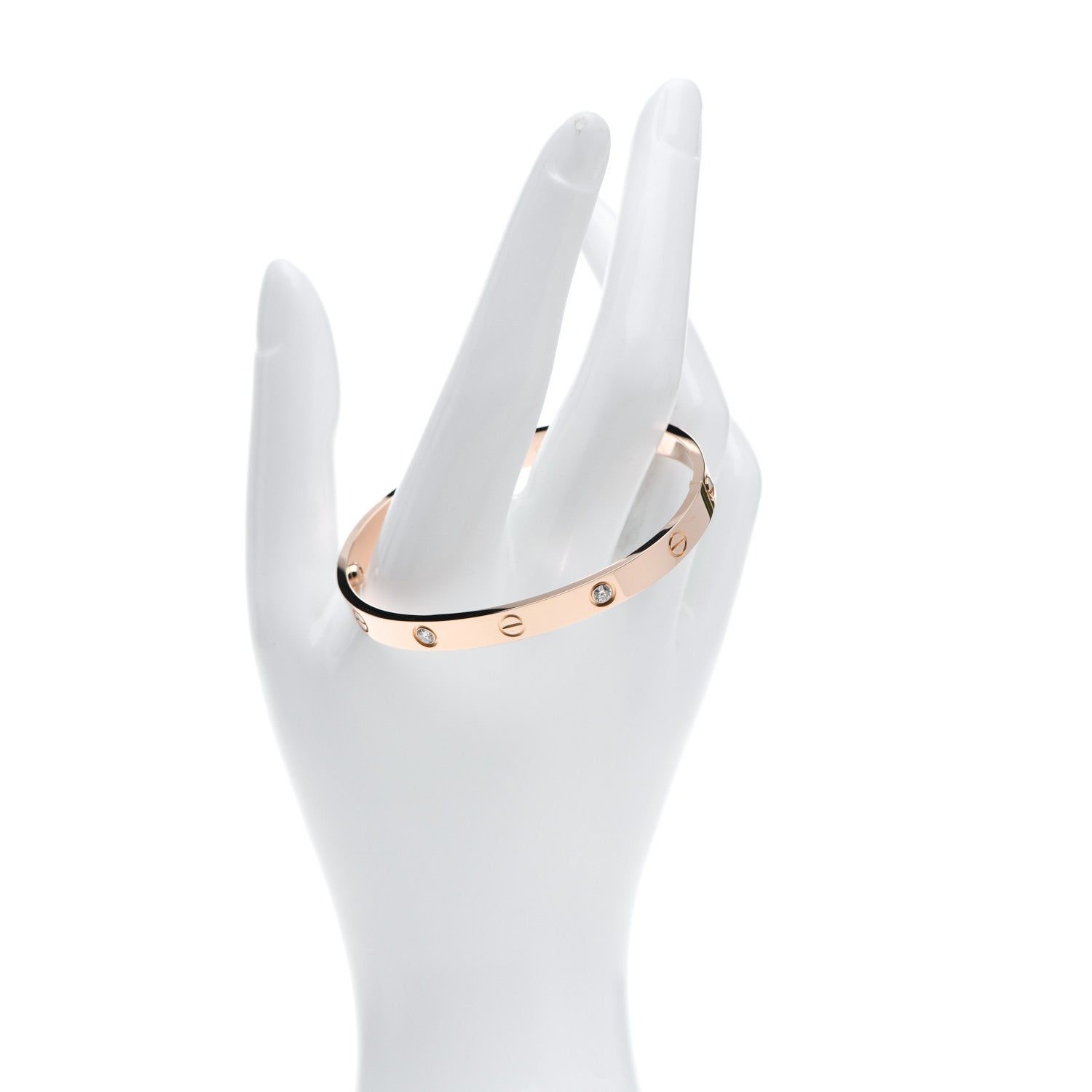 Cartier 18K Pink Gold 4 Diamond LOVE Bracelet 18 2 of 6