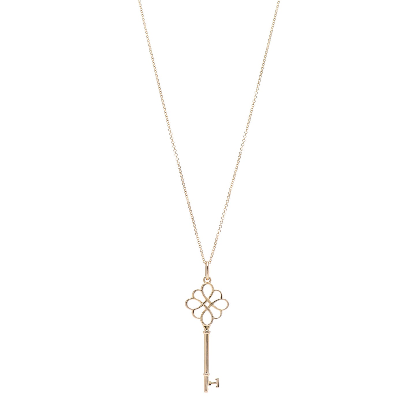 18K Yellow Gold Knot Key Pendant Necklace