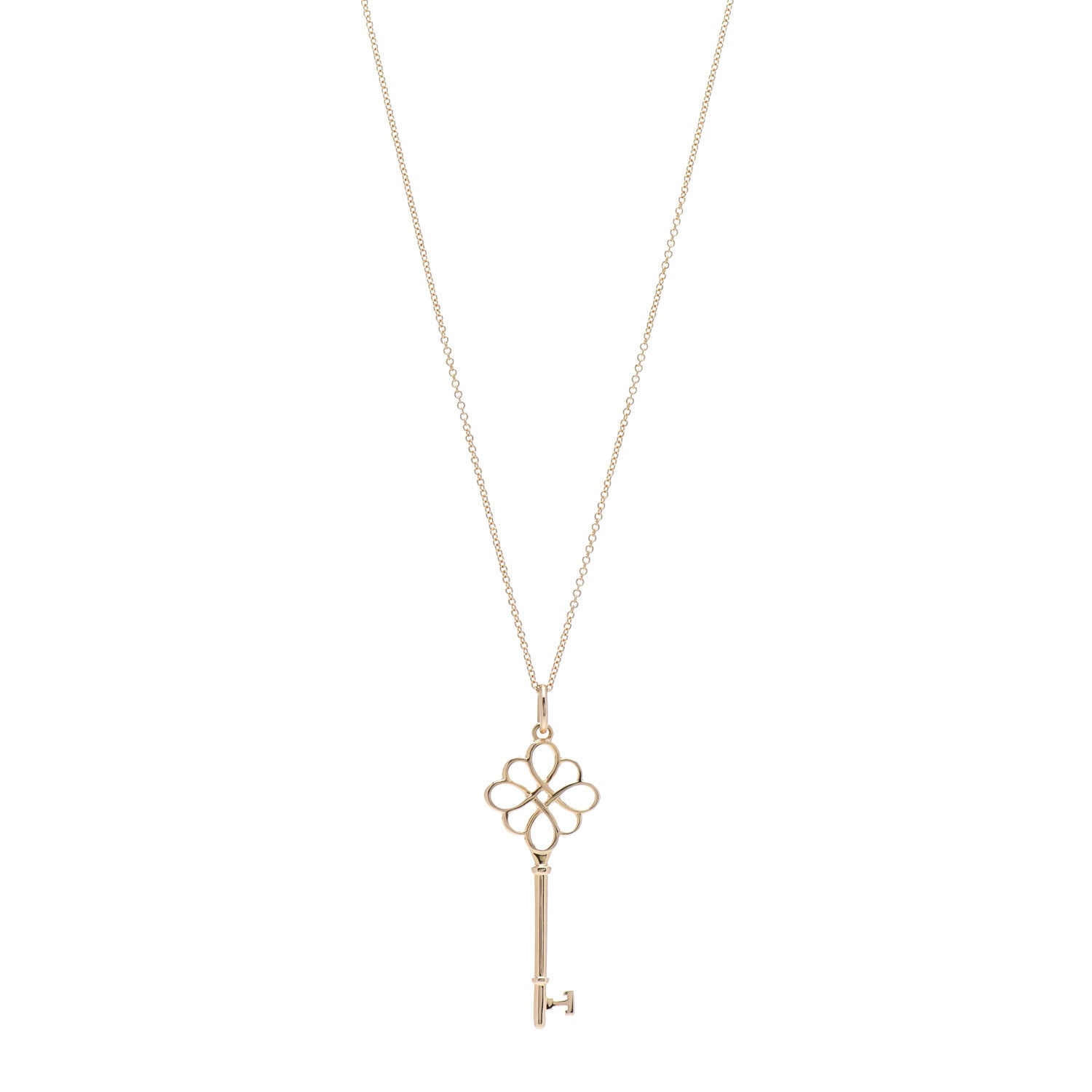 Tiffany 18K Yellow Gold Knot Key Pendant Necklace 1 of 4